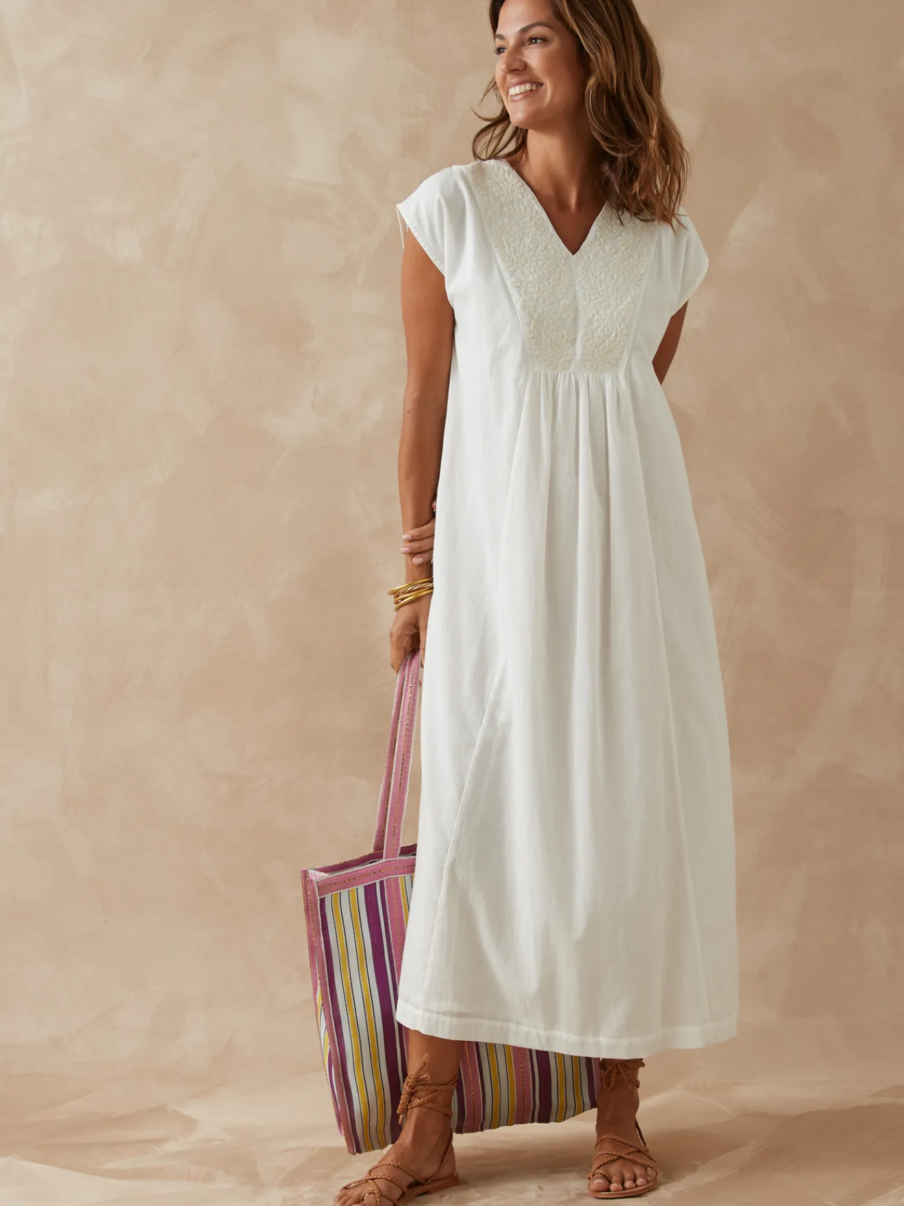 Sale Robe sans manches en voile de coton Femme Robe