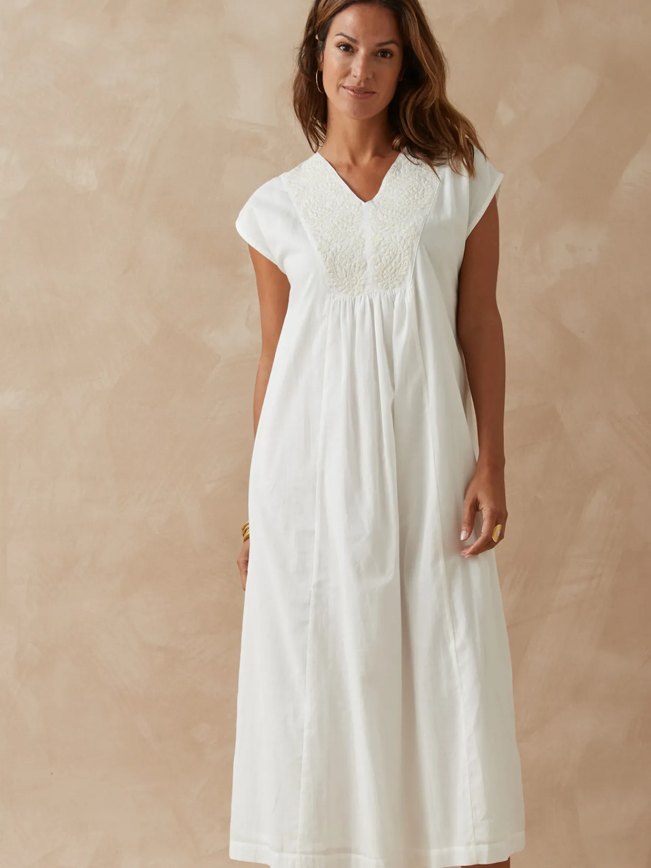 Sale Robe sans manches en voile de coton Femme Robe