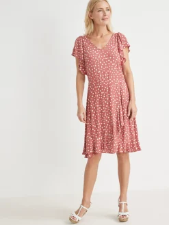 Discount Robe volantée en crêpe fluide Femme Robe