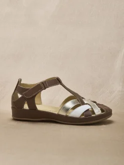 New Salomés cuir à brides croisées Femme Salomés