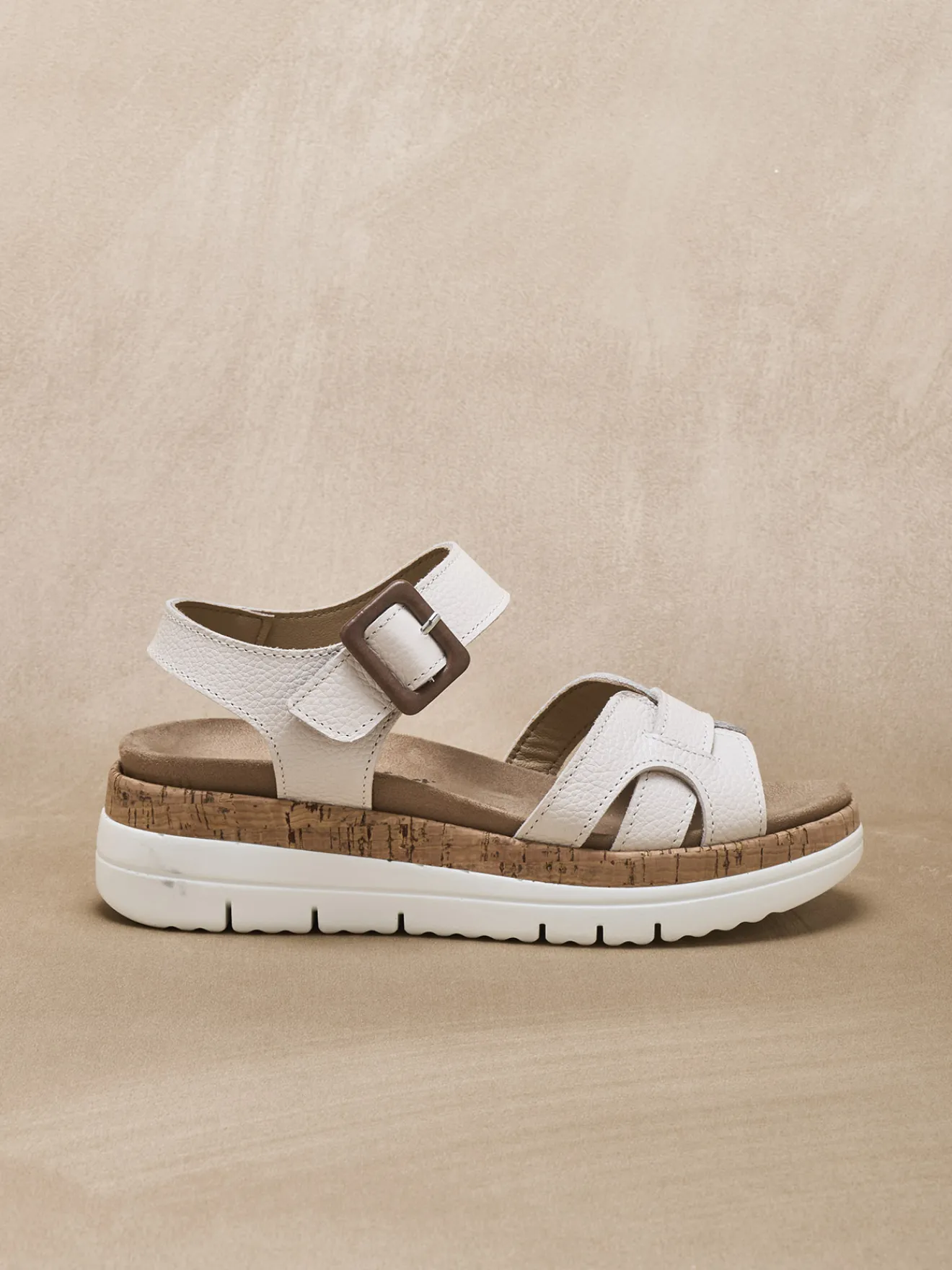 Sale Sandales à scratch semelle amovible Femme Sandales