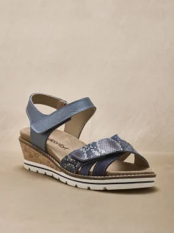 Best Sandales compensées double scratch Femme Sandales