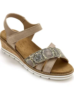 Sandales compensées double scratch Femme Sandales