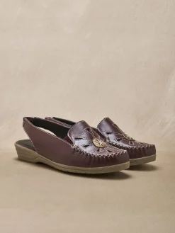 Sale Sandales cuir ajouré élastiquées Femme Sandales