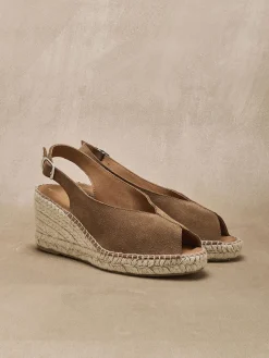 Sale Sandales cuir velours esprit espadrilles Femme Sandales