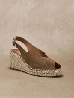 Sale Sandales cuir velours esprit espadrilles Femme Sandales