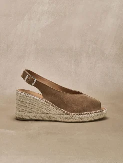 Sale Sandales cuir velours esprit espadrilles Femme Sandales