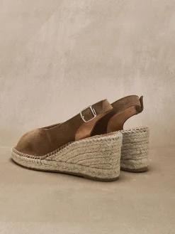 Sale Sandales cuir velours esprit espadrilles Femme Sandales