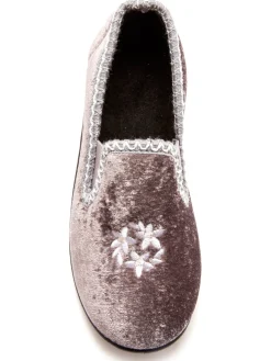 Discount Sans-gêne en velours lot de 2 paires Femme Pantoufles, Chaussons