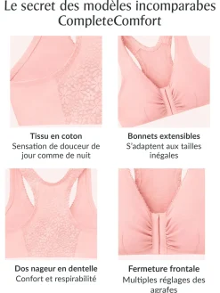 Soutien-gorge Confort Parfait dos nageur Agrafé Devant|Sans Armatures