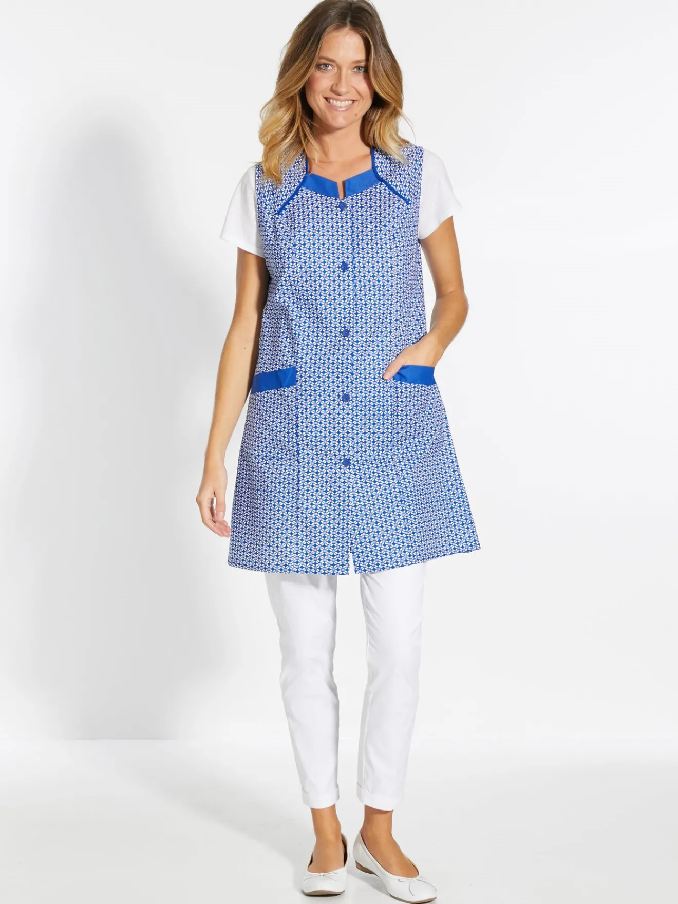 Clearance Tablier 3/4 sans manches tout boutonné Femme Tablier