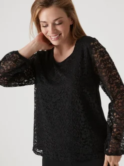 Hot Tee-shirt avec dentelle Femme T-Shirt