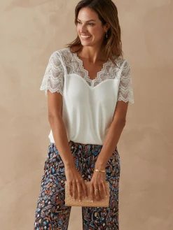 Tee-shirt avec dentelle Femme T-Shirt