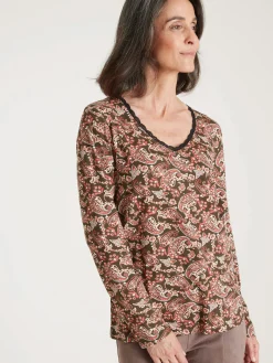 Outlet Tee-shirt avec dentelle à l'encolure Femme T-Shirt