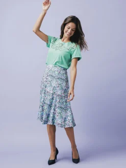 Tee-shirt coton à broderies ajourées Femme T-Shirt