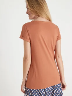 Tee-shirt coton à broderies ajourées Femme T-Shirt