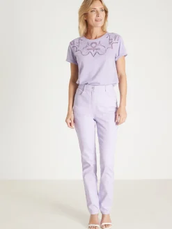 Discount Tee-shirt coton à broderies ajourées Femme T-Shirt