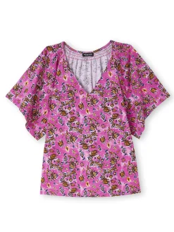 Online Tee-shirt encolure V avec smocks Femme T-Shirt