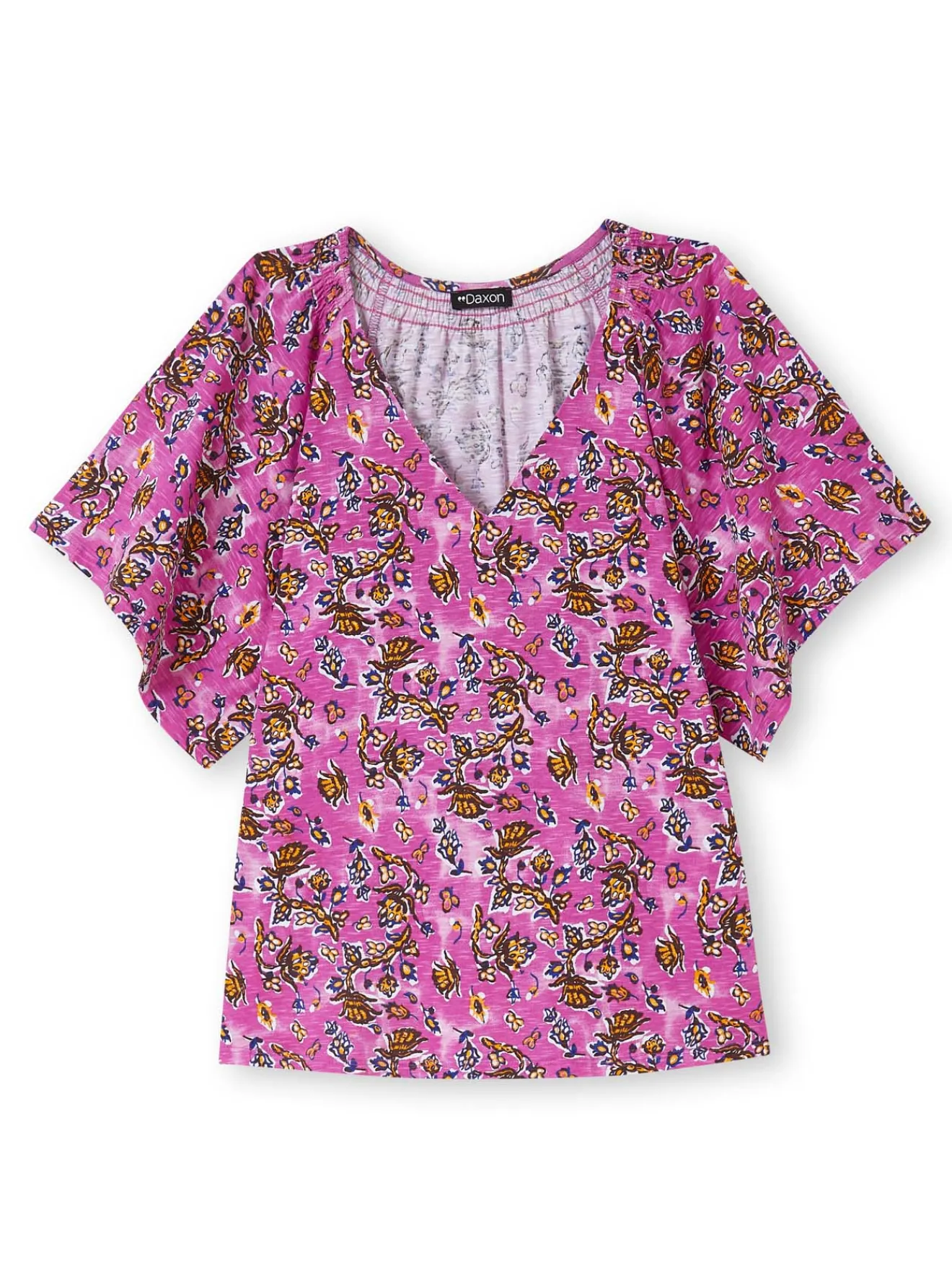 Online Tee-shirt encolure V avec smocks Femme T-Shirt