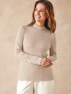 Tee-shirt maille côtelée manches longues Femme Pull|T-Shirt