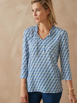 Outlet Tee-shirt maille gaufrée col volanté Femme T-Shirt