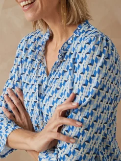 Outlet Tee-shirt maille gaufrée col volanté Femme T-Shirt