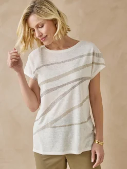 Hot Tee-shirt manches T détails strass Femme T-Shirt