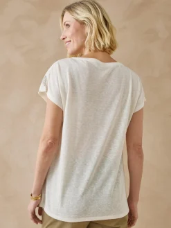 Hot Tee-shirt manches T détails strass Femme T-Shirt