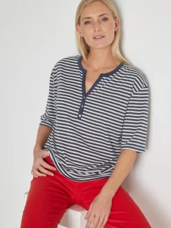 Sale Tee-shirt marinière avec lin Femme T-Shirt