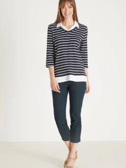 Clearance Tee-shirt rayé effet 2 en 1 Femme Tunique|T-Shirt