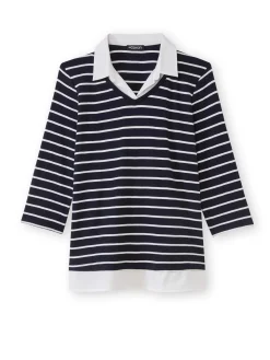 Clearance Tee-shirt rayé effet 2 en 1 Femme Tunique|T-Shirt