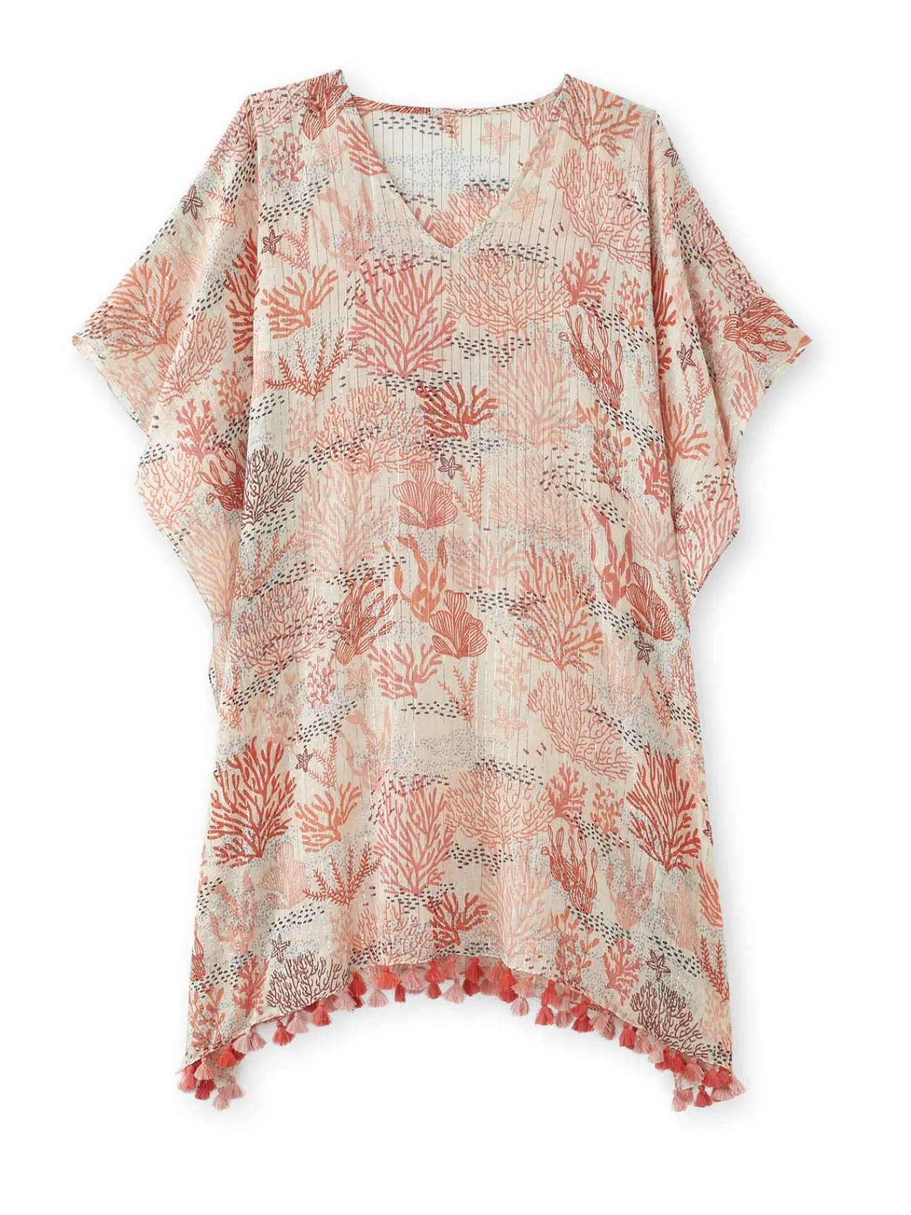 New Tunique ample en voile à pompons Femme Tunique|Chemisier, Blouse