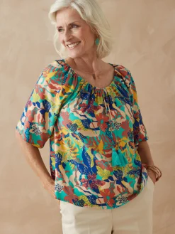 Clearance Tunique fluide manches au coude Femme Chemisier, Blouse