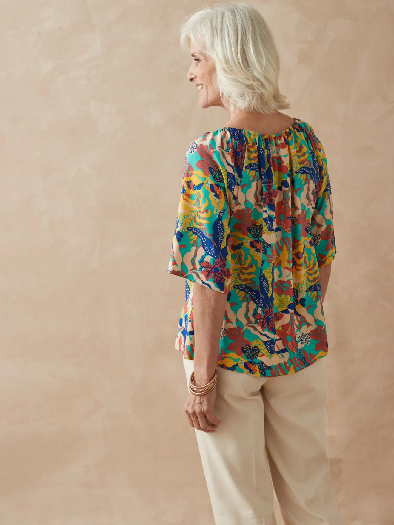 Clearance Tunique fluide manches au coude Femme Chemisier, Blouse