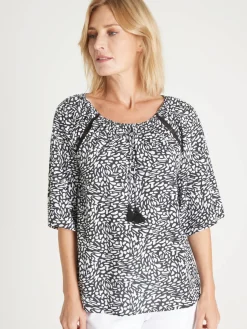 Best Tunique fluide manches au coude Femme Chemisier, Blouse