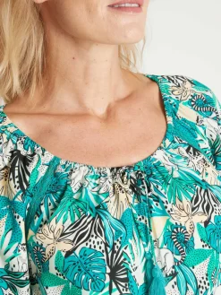 New Tunique fluide manches au coude Femme Chemisier, Blouse