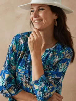 Sale Tunique longue entièrement boutonnée Femme Chemisier, Blouse|Tunique