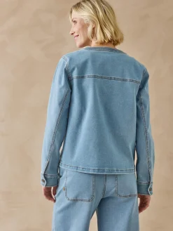 New Veste denim encolure ronde Femme Manteau, Parka|Veste, Blazer