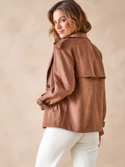 Discount Veste style trench en suédine Femme Manteau, Parka|Veste, Blazer